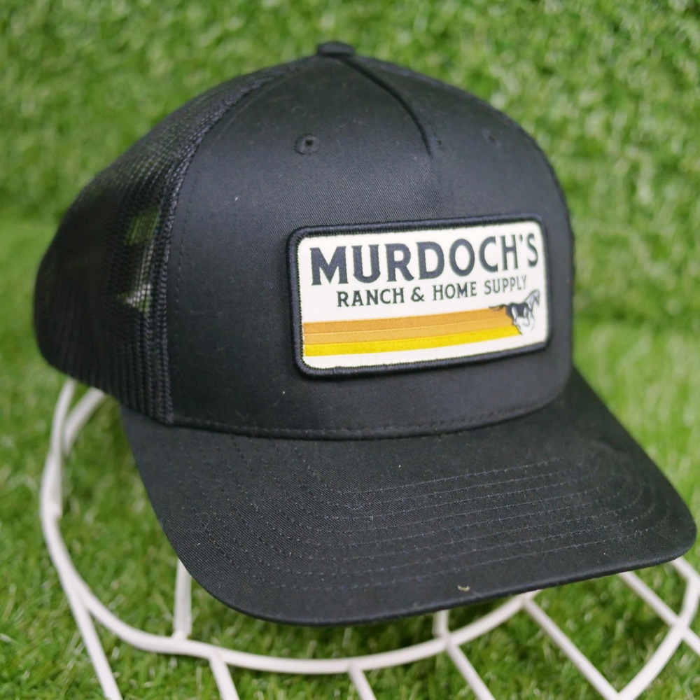 Murdoch's Trucker Hat Black Mesh Back Retro Logo Patch - Unisex Size OSFA